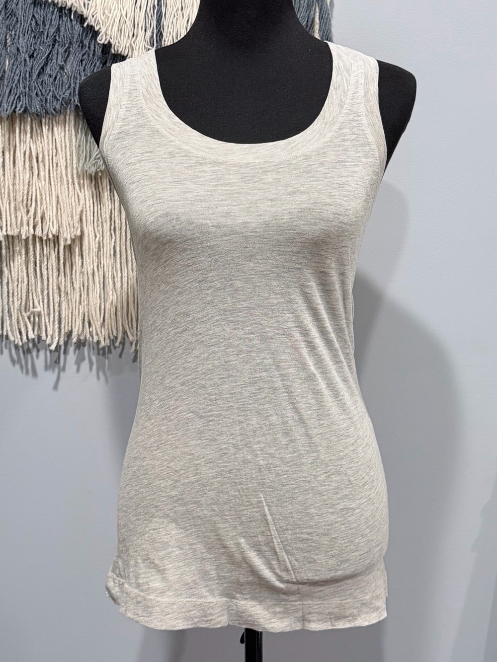 Vince Cotton Blend Tank Top Light Gray XS Luxury Basic Layering Essential